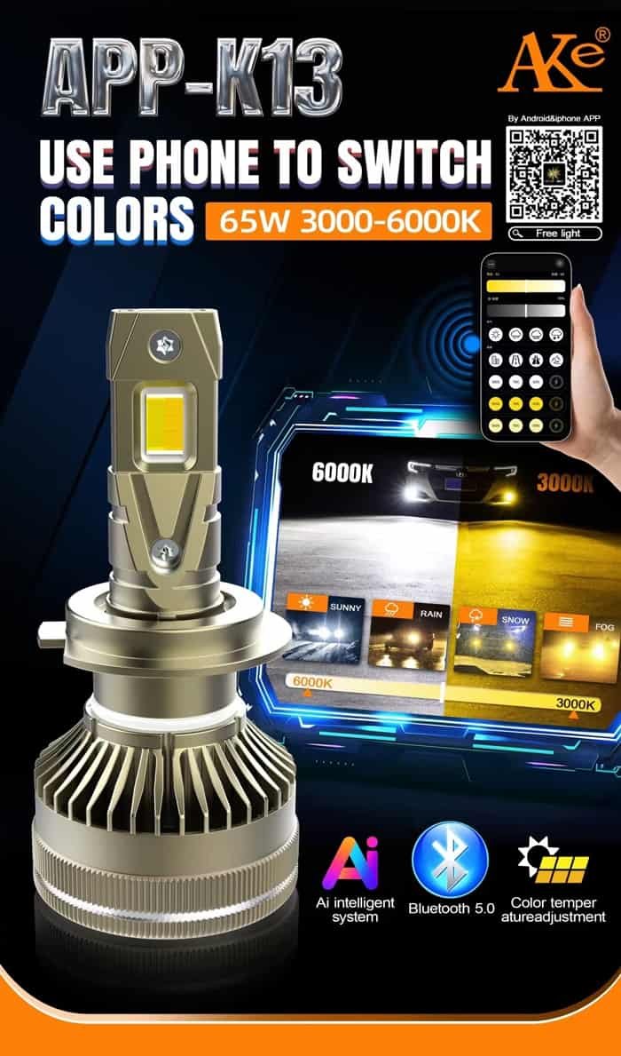 AKE K13 APP INTELLIGENCE Series: 9005 LED Headlights Bulbs 130 W - Image 2